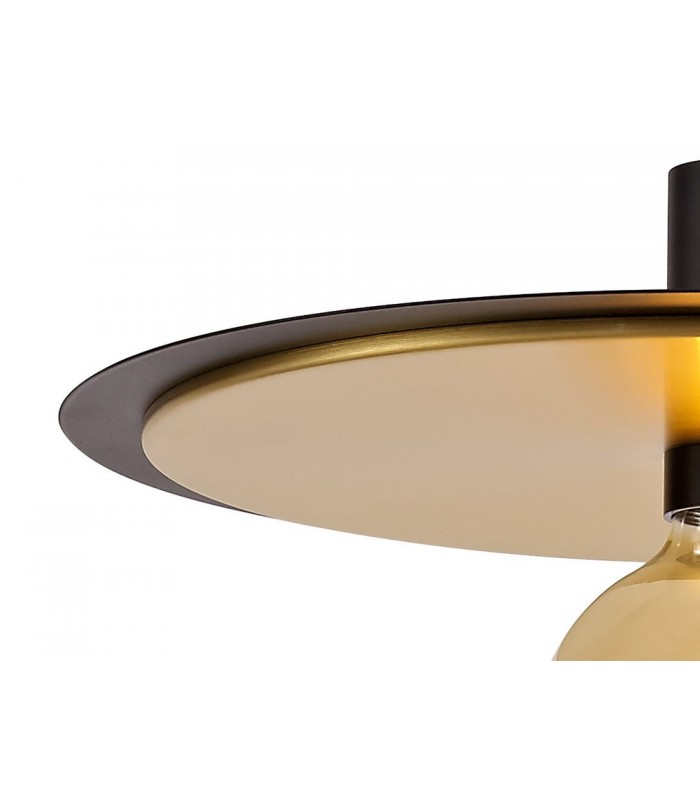 Single 3 In1 Ceiling Flush, Semi-Fush & Dome Ceiling Pendant Light, Adjustable E27, Black, Gold - 17
