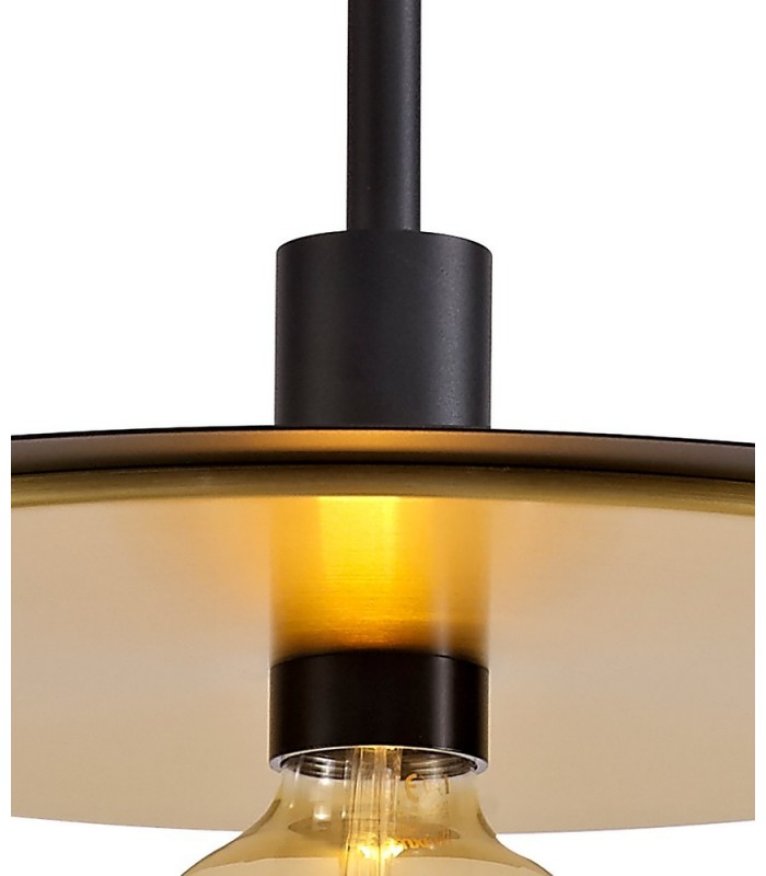 Single 3 In1 Ceiling Flush, Semi-Fush & Dome Ceiling Pendant Light, Adjustable E27, Black, Gold - 18