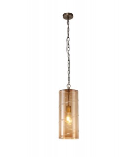 Ceiling Pendant, 1 Light E27, Antique Brass, Amber - 1