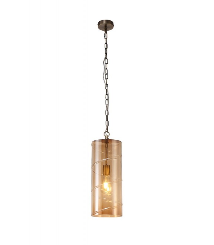 Ceiling Pendant, 1 Light E27, Antique Brass, Amber - 1