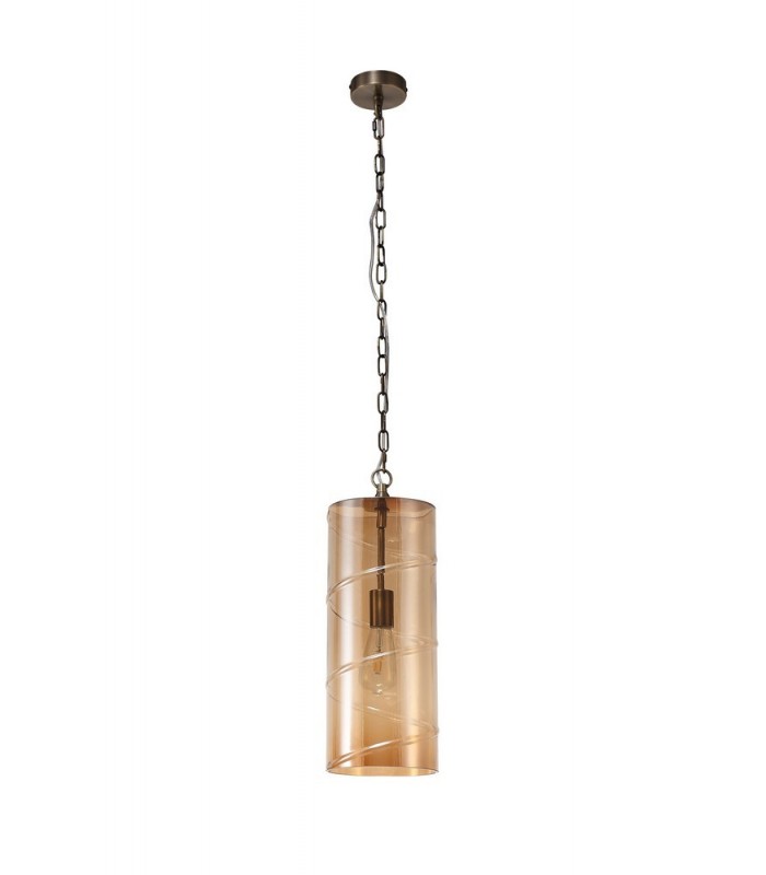 Ceiling Pendant, 1 Light E27, Antique Brass, Amber - 3