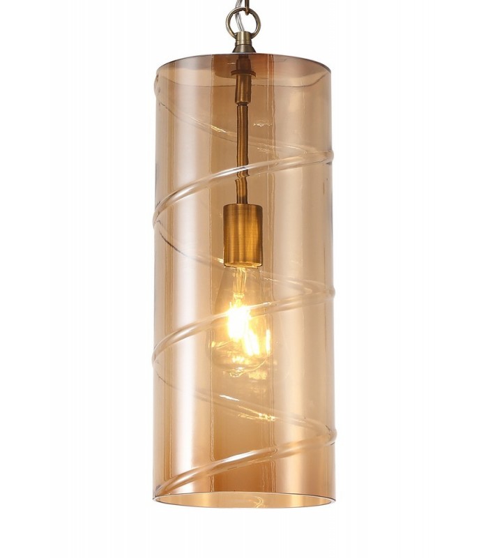 Ceiling Pendant, 1 Light E27, Antique Brass, Amber - 5
