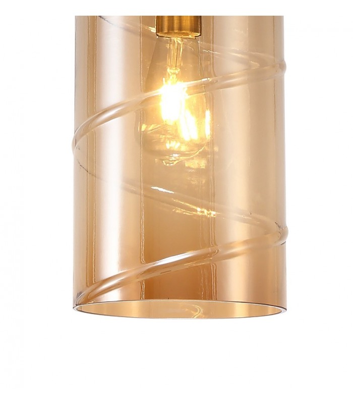 Ceiling Pendant, 1 Light E27, Antique Brass, Amber - 7