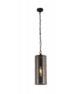 Ceiling Pendant, 1 Light E27, Matt Black, Smoked - 1