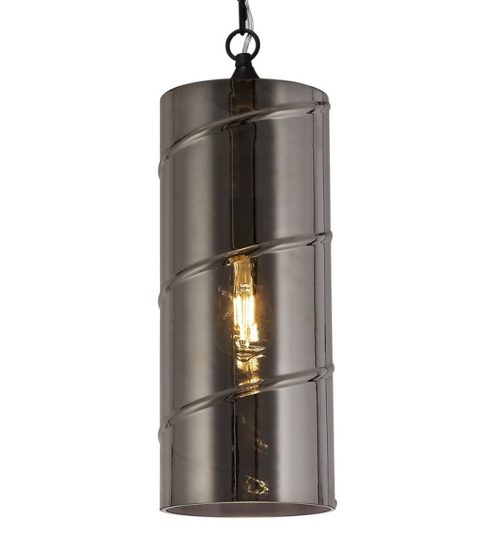 Ceiling Pendant, 1 Light E27, Matt Black, Smoked - 5