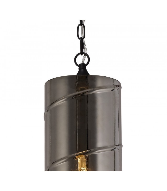 Ceiling Pendant, 1 Light E27, Matt Black, Smoked - 6