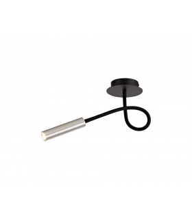 Semi Flush Ceiling, 1 Light Adjustable Arm, 1 x 5W LED, 3000K, 310lm, Black, Aluminium - 1