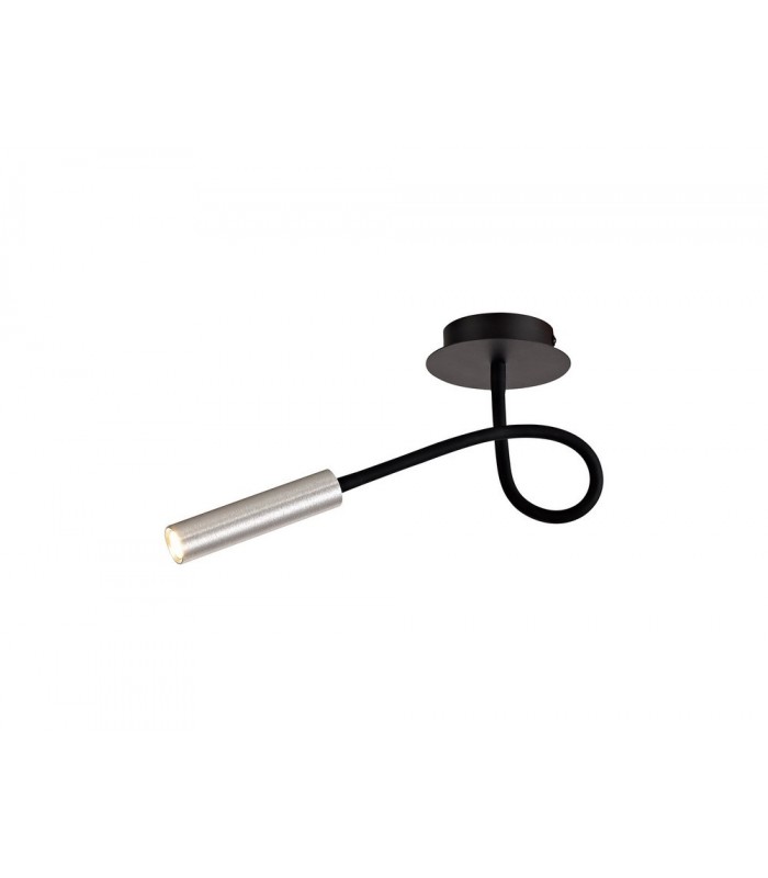 Semi Flush Ceiling, 1 Light Adjustable Arm, 1 x 5W LED, 3000K, 310lm, Black, Aluminium - 1