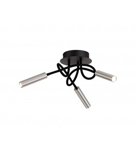 Semi Flush Ceiling, 3 Light Adjustable Arms, 3 x 5W LED Dimmable, 3000K, 930lm, Black, Aluminium - 1