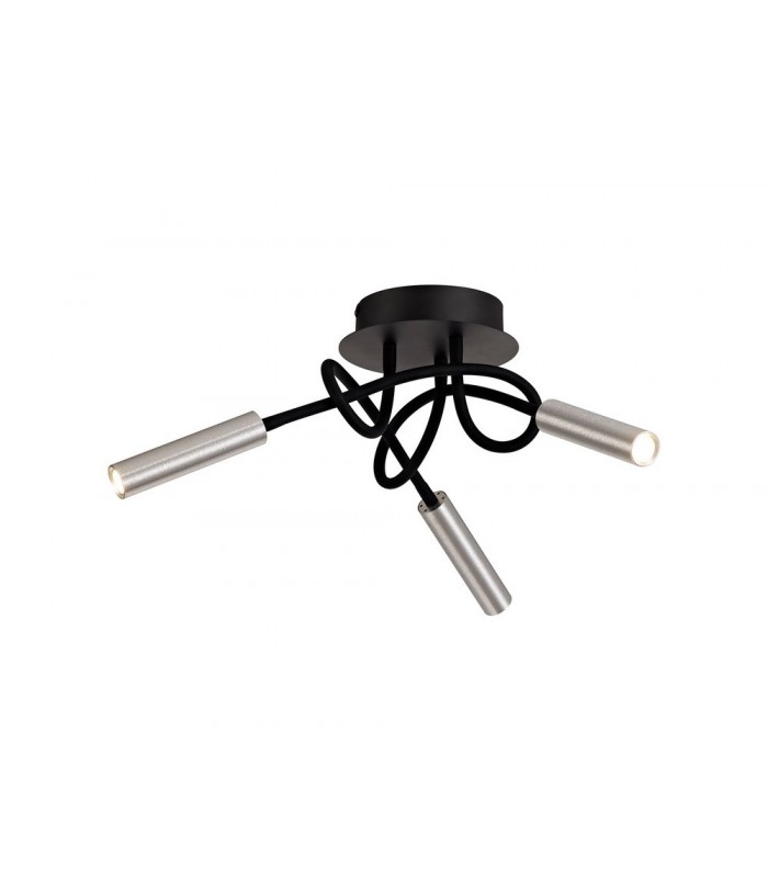Semi Flush Ceiling, 3 Light Adjustable Arms, 3 x 5W LED Dimmable, 3000K, 930lm, Black, Aluminium - 1