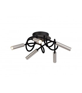 Semi Flush Ceiling, 5 Light Adjustable Arms, 5 x 5W LED Dimmable, 3000K, 1550lm, Black, Aluminium - 1