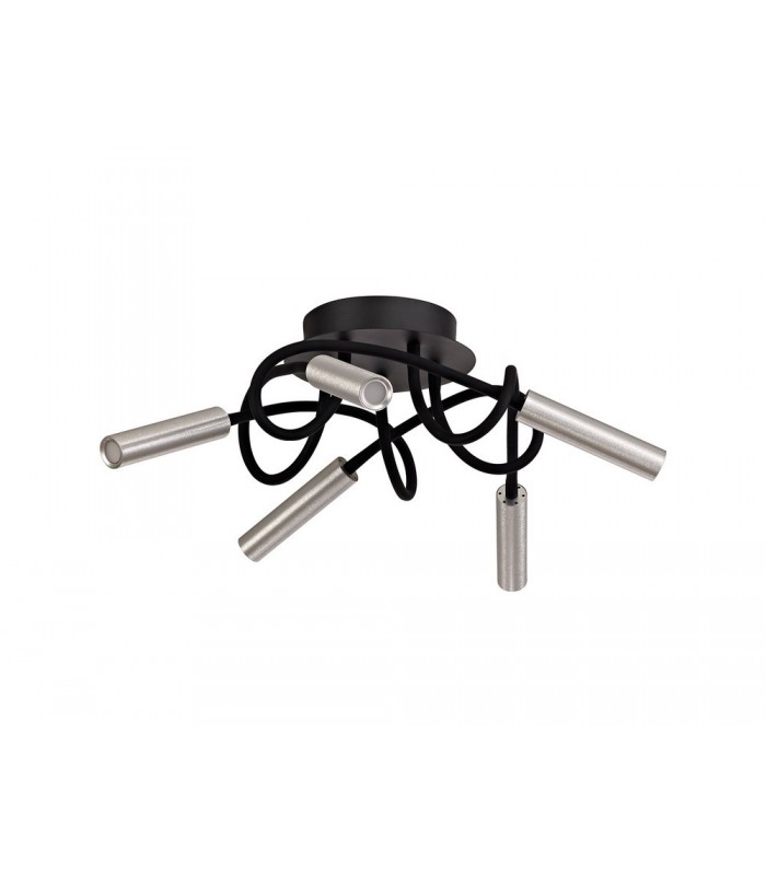 Semi Flush Ceiling, 5 Light Adjustable Arms, 5 x 5W LED Dimmable, 3000K, 1550lm, Black, Aluminium - 3