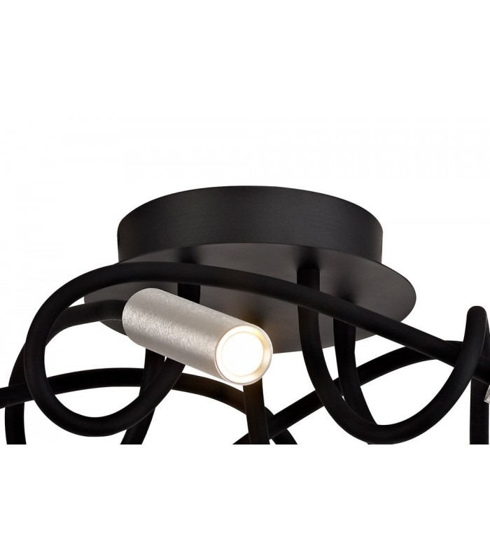 Semi Flush Ceiling, 5 Light Adjustable Arms, 5 x 5W LED Dimmable, 3000K, 1550lm, Black, Aluminium - 4