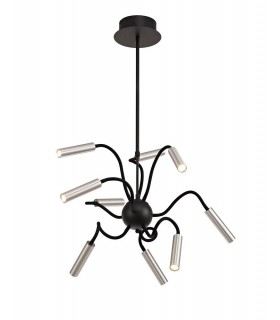 Sputnik Ceiling Pendant, 9 Light Adjustable Arms, 9 x 4W LED Dimmable, 3000K, 2250lm, Black, Aluminium - 1