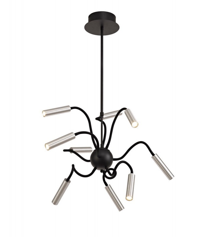 Sputnik Ceiling Pendant, 9 Light Adjustable Arms, 9 x 4W LED Dimmable, 3000K, 2250lm, Black, Aluminium - 1
