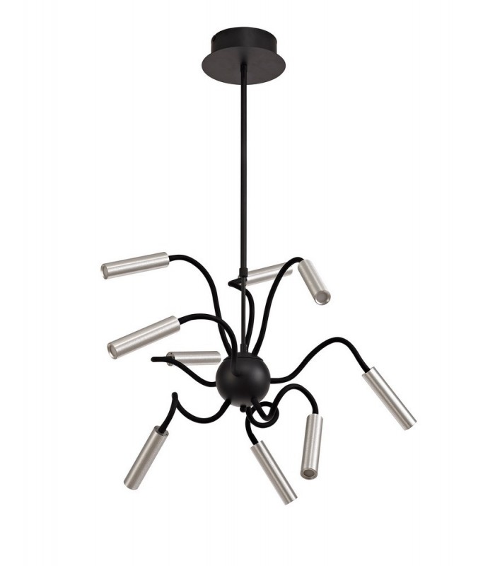 Sputnik Ceiling Pendant, 9 Light Adjustable Arms, 9 x 4W LED Dimmable, 3000K, 2250lm, Black, Aluminium - 4
