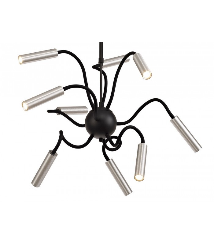 Sputnik Ceiling Pendant, 9 Light Adjustable Arms, 9 x 4W LED Dimmable, 3000K, 2250lm, Black, Aluminium - 6