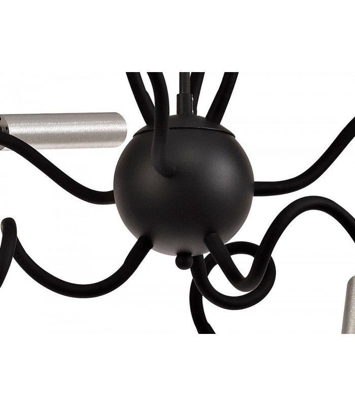 Sputnik Ceiling Pendant, 9 Light Adjustable Arms, 9 x 4W LED Dimmable, 3000K, 2250lm, Black, Aluminium - 7
