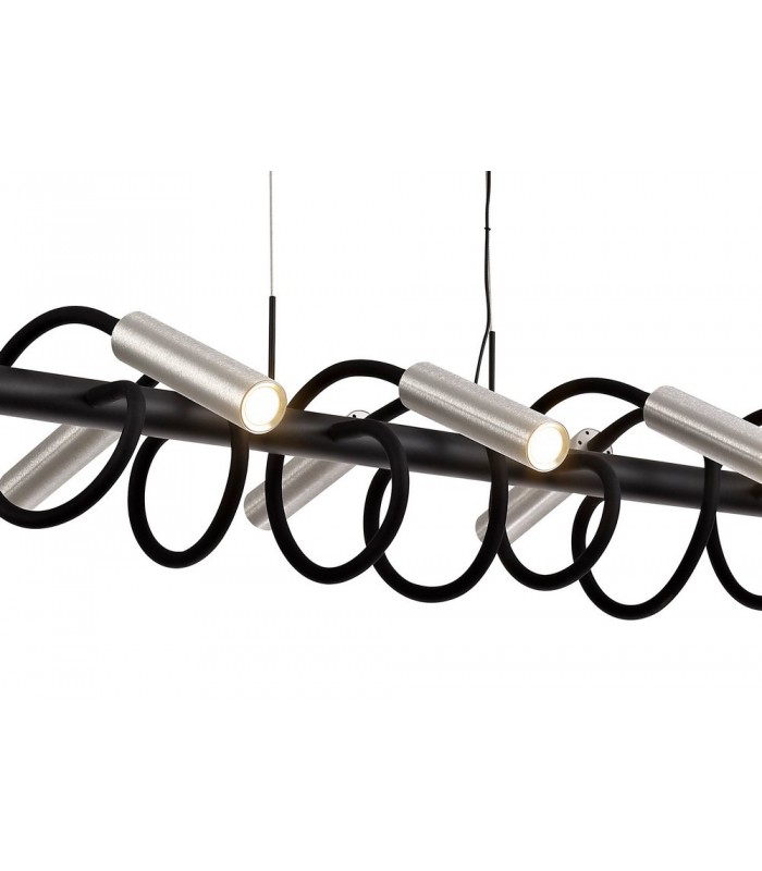 Linear Ceiling Pendant, 8 Light Adjustable Arms, 8 x 4W LED Dimmable, 3000K, 2000lm, Black, Aluminium - 5