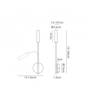 Wall Lamp, 1 Light Adjustable Switched, 1 x 5W LED, 3000K, 311lm, Black, Aluminium - 2