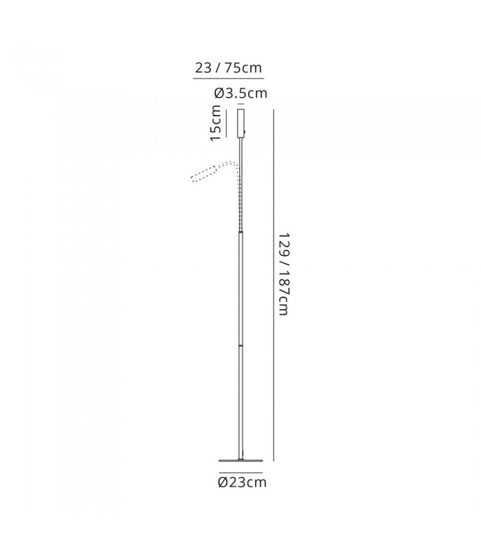 Floor Lamp, 1 Light Adjustable Switched, 1 x 7W LED, 3000K, 436lm, Black, Aluminium - 2