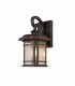 Small Wall Lamp, 1 x E27, Brushed Black Gold, Seeded Glass, IP54 - 1