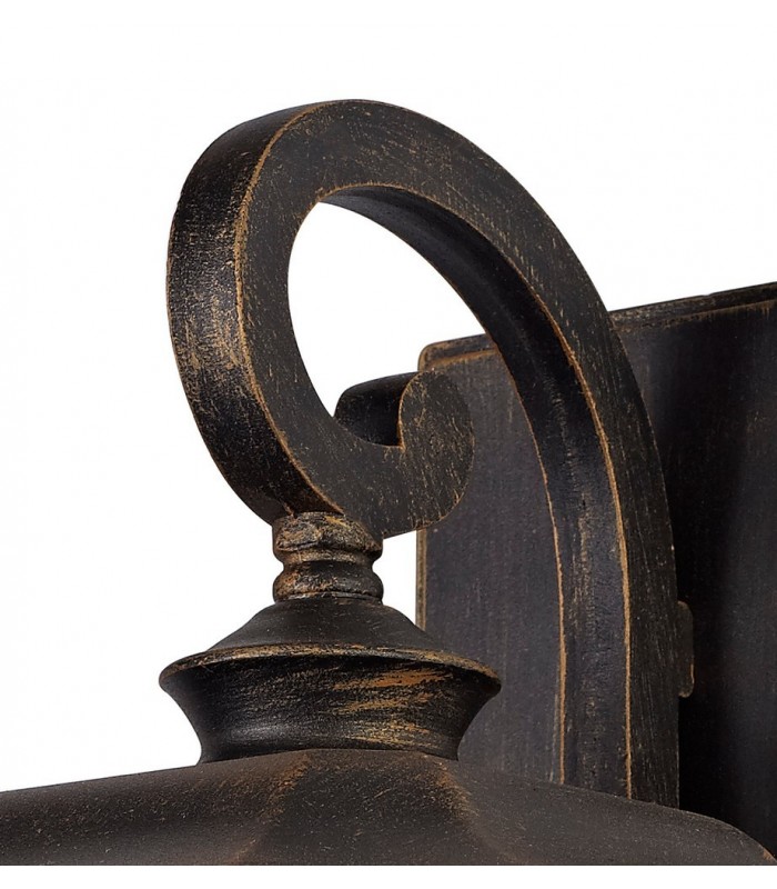 Small Wall Lamp, 1 x E27, Brushed Black Gold, Seeded Glass, IP54 - 9