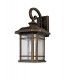 Large Wall Lamp, 1 x E27, Brushed Black Gold, Seeded Glass, IP54 - 3