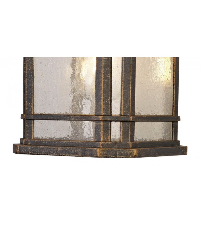 Large Wall Lamp, 1 x E27, Brushed Black Gold, Seeded Glass, IP54 - 7