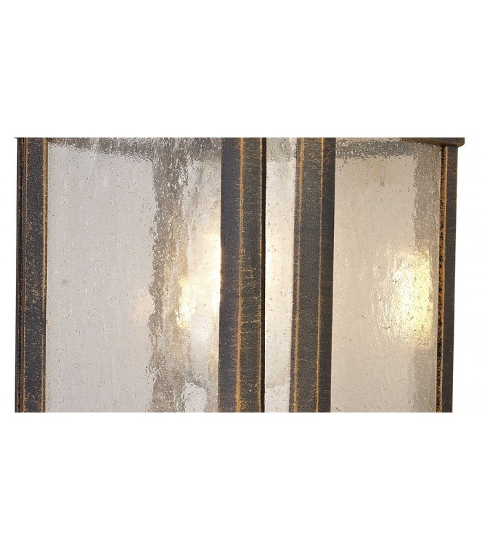 Large Wall Lamp, 1 x E27, Brushed Black Gold, Seeded Glass, IP54 - 8