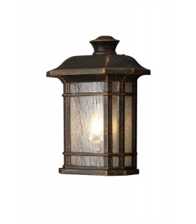 Half Wall Lamp, 1 x E27, Brushed Black Gold, Seeded Glass, IP54 - 1