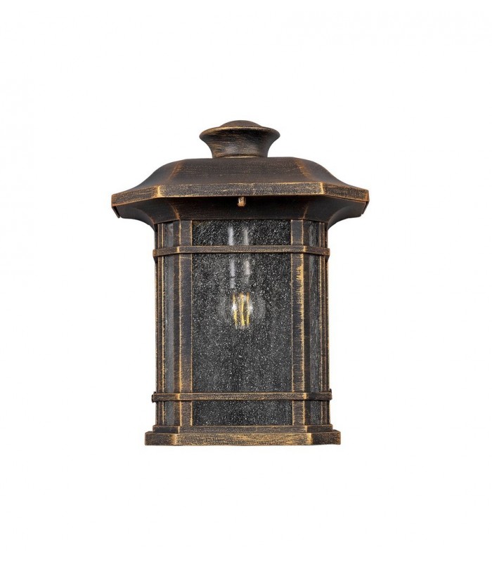 Half Wall Lamp, 1 x E27, Brushed Black Gold, Seeded Glass, IP54 - 5