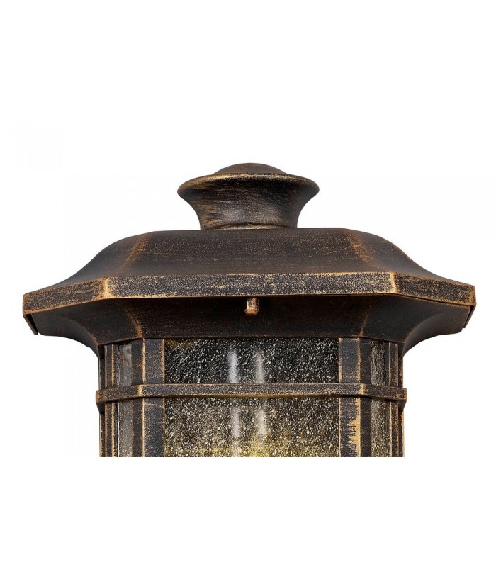Half Wall Lamp, 1 x E27, Brushed Black Gold, Seeded Glass, IP54 - 6