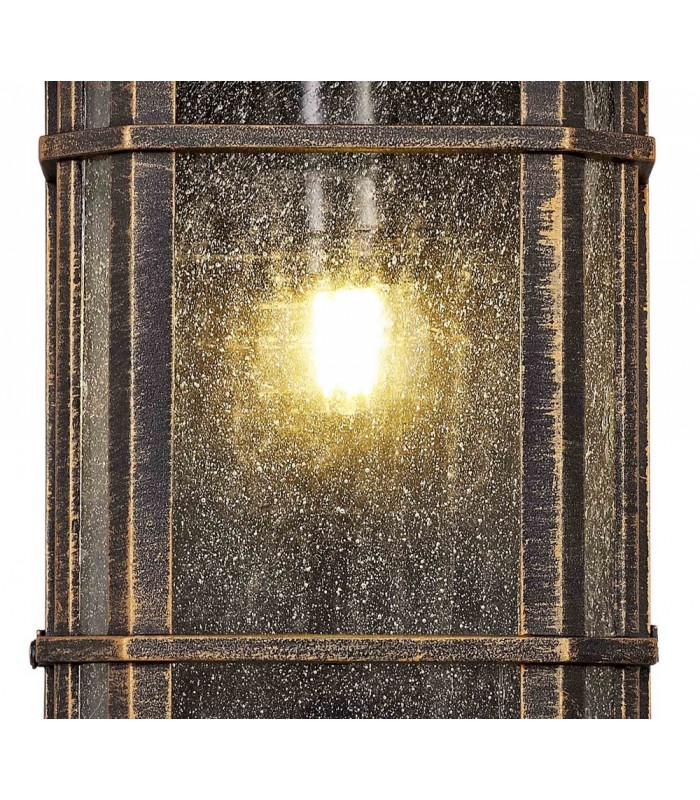 Half Wall Lamp, 1 x E27, Brushed Black Gold, Seeded Glass, IP54 - 7