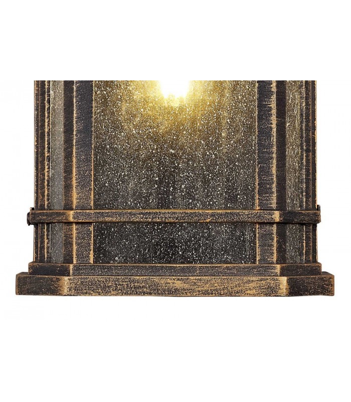 Half Wall Lamp, 1 x E27, Brushed Black Gold, Seeded Glass, IP54 - 8