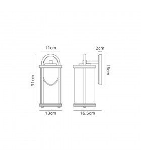 Small Wall Lamp, 1 x E27, Black & Gold, Clear Glass, IP54 - 2