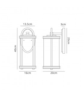 Large Wall Lamp, 1 x E27, Black & Gold, Clear Glass, IP54 - 2