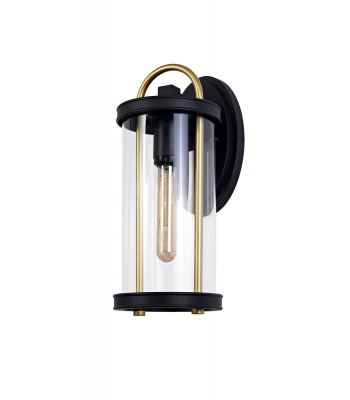 Large Wall Lamp, 1 x E27, Black & Gold, Clear Glass, IP54 - 3