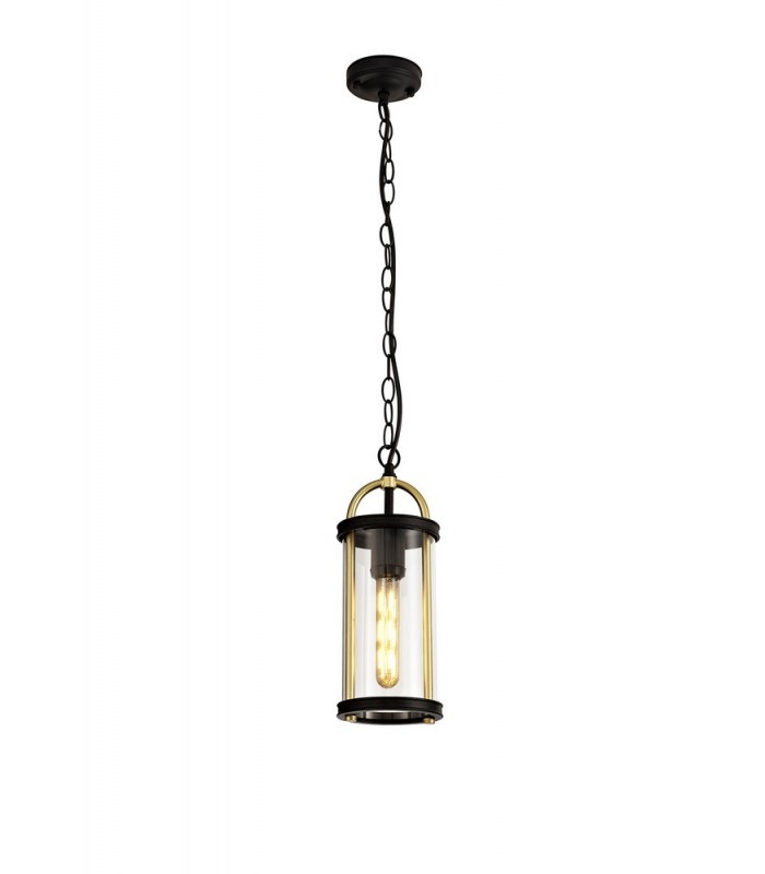Ceiling Pendant, 1 x E27, Black & Gold, Clear Glass, IP54 - 1