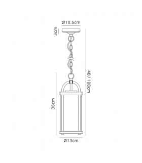 Ceiling Pendant, 1 x E27, Black & Gold, Clear Glass, IP54 - 2