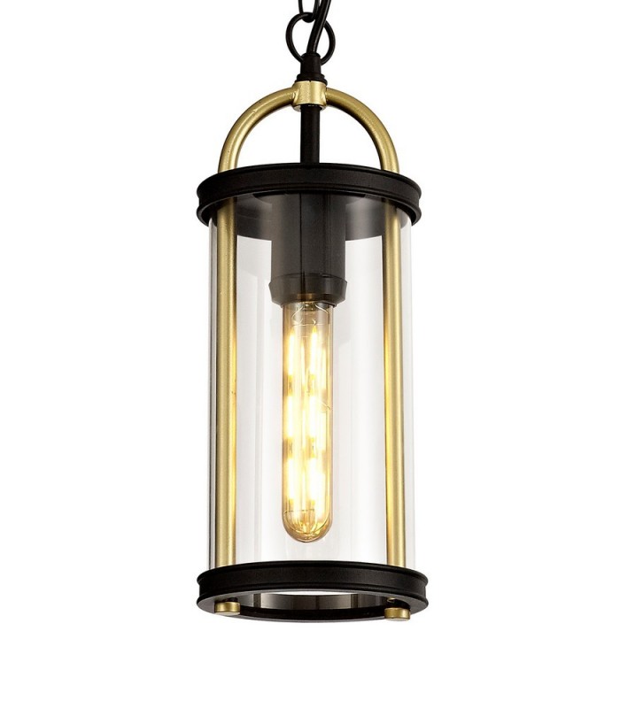 Ceiling Pendant, 1 x E27, Black & Gold, Clear Glass, IP54 - 5