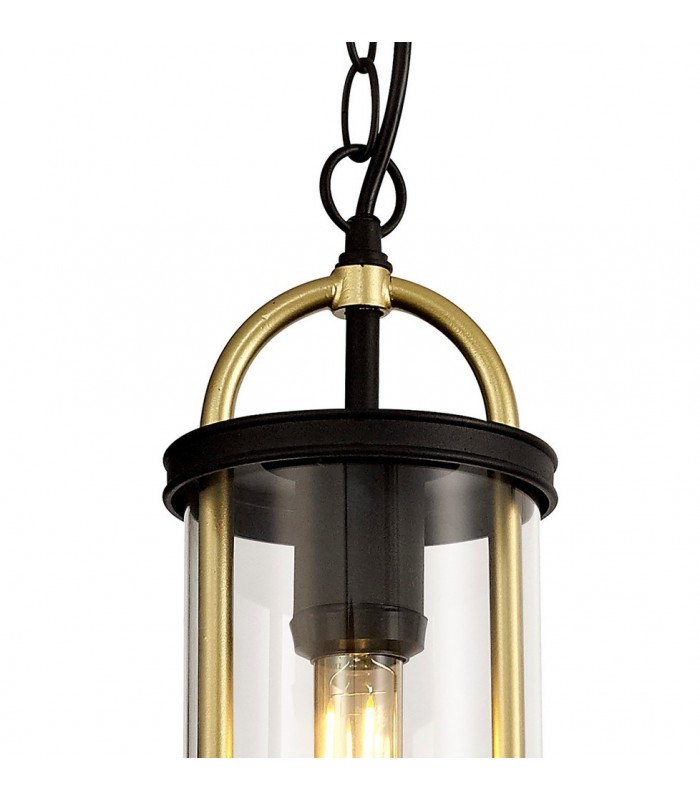 Ceiling Pendant, 1 x E27, Black & Gold, Clear Glass, IP54 - 6