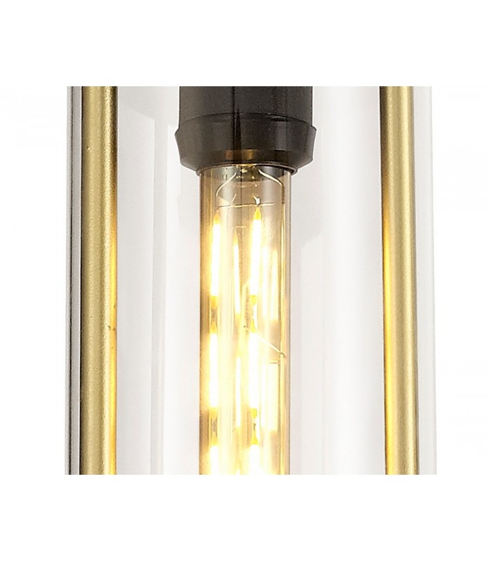 Ceiling Pendant, 1 x E27, Black & Gold, Clear Glass, IP54 - 8