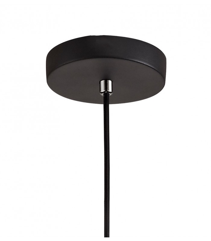 Single Ceiling Pendant, 1 Light E27, Black, Clear Glass - 4