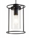 Single Ceiling Pendant, 1 Light E27, Black, Clear Glass - 5
