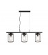 Linear Ceiling Pendant, 3 Light E27, Black, Clear Glass - 1