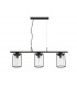 Linear Ceiling Pendant, 3 Light E27, Black, Clear Glass - 3