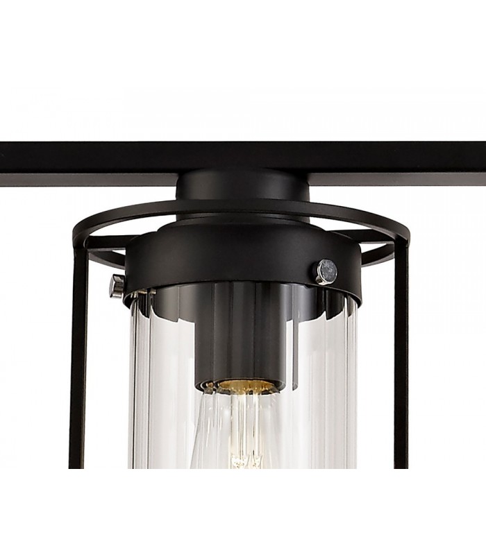 Linear Ceiling Pendant, 3 Light E27, Black, Clear Glass - 6