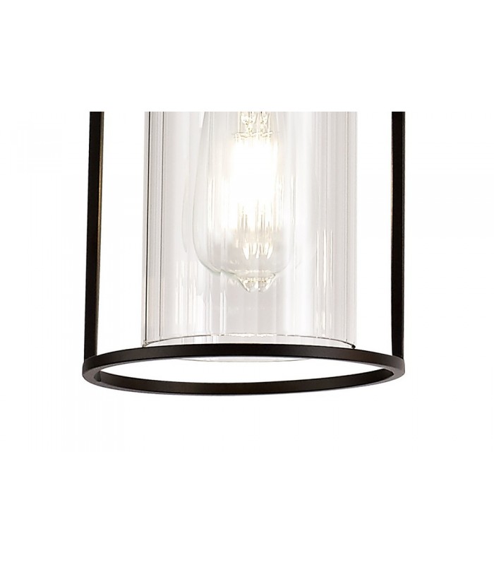Linear Ceiling Pendant, 3 Light E27, Black, Clear Glass - 7