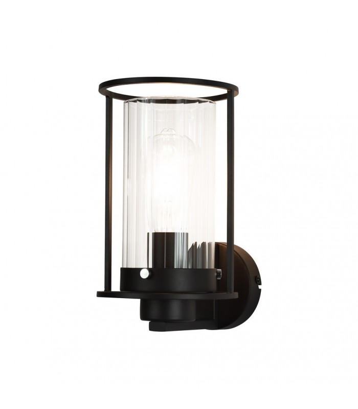 Wall Light, 1 Light E27, Black, Clear Glass - 1